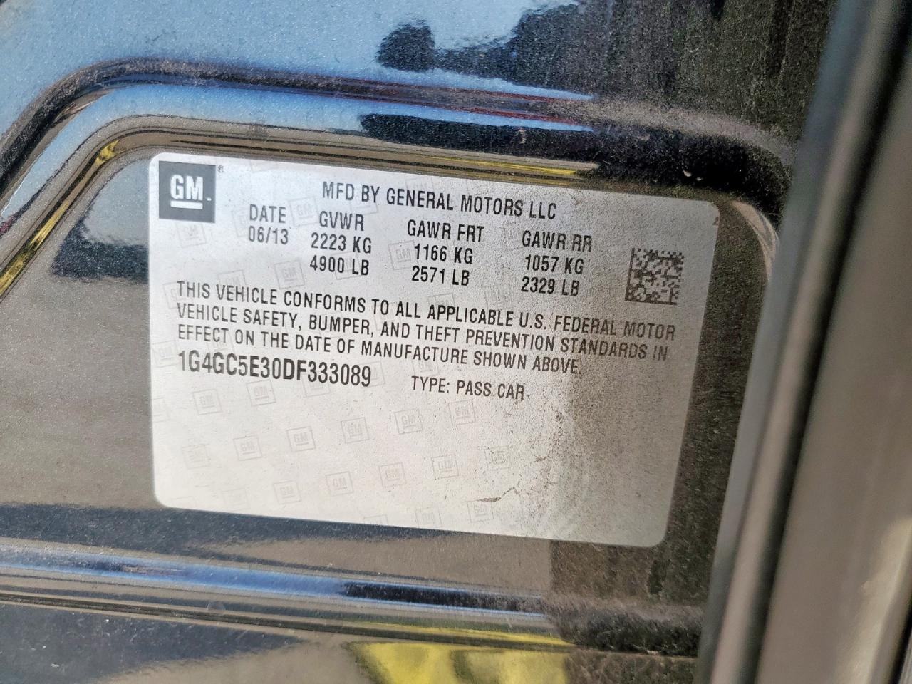 2013 Buick Lacrosse VIN: 1G4GC5E30DF333089 Lot: 84950575