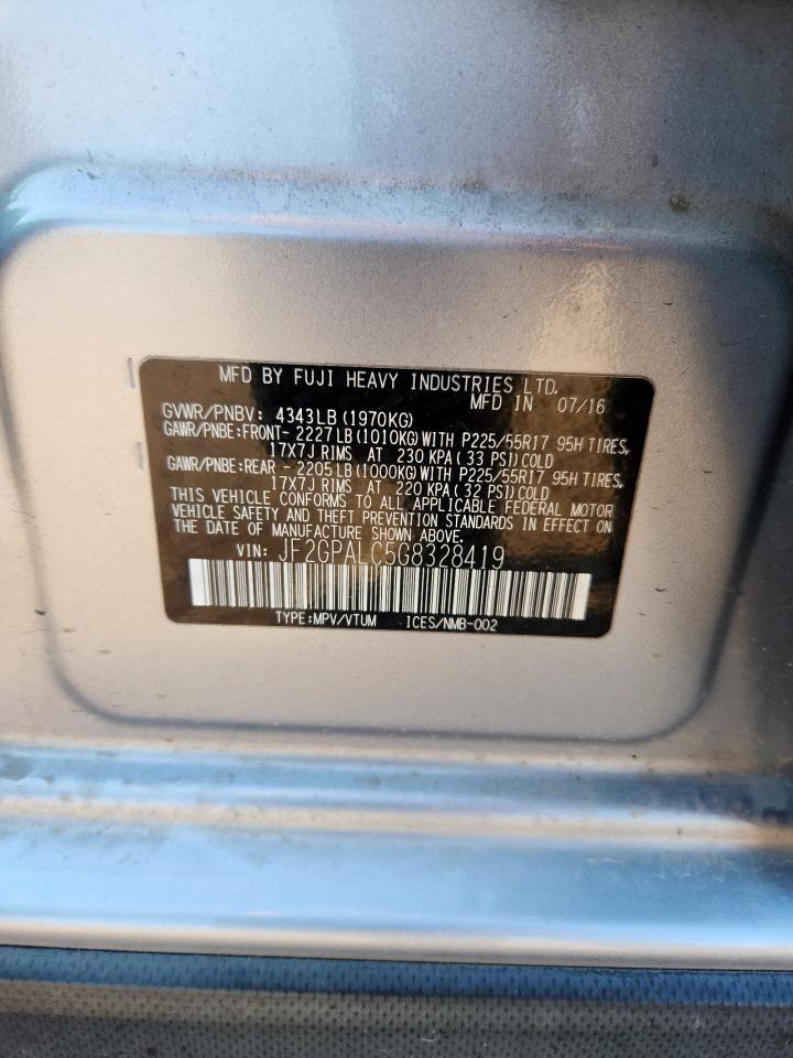 2016 Subaru Crosstrek Limited VIN: JF2GPALC5G8328419 Lot: 82327475