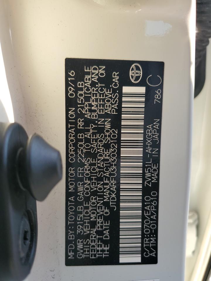 2017 Toyota Prius VIN: JTDKARFU3H3032102 Lot: 86314965