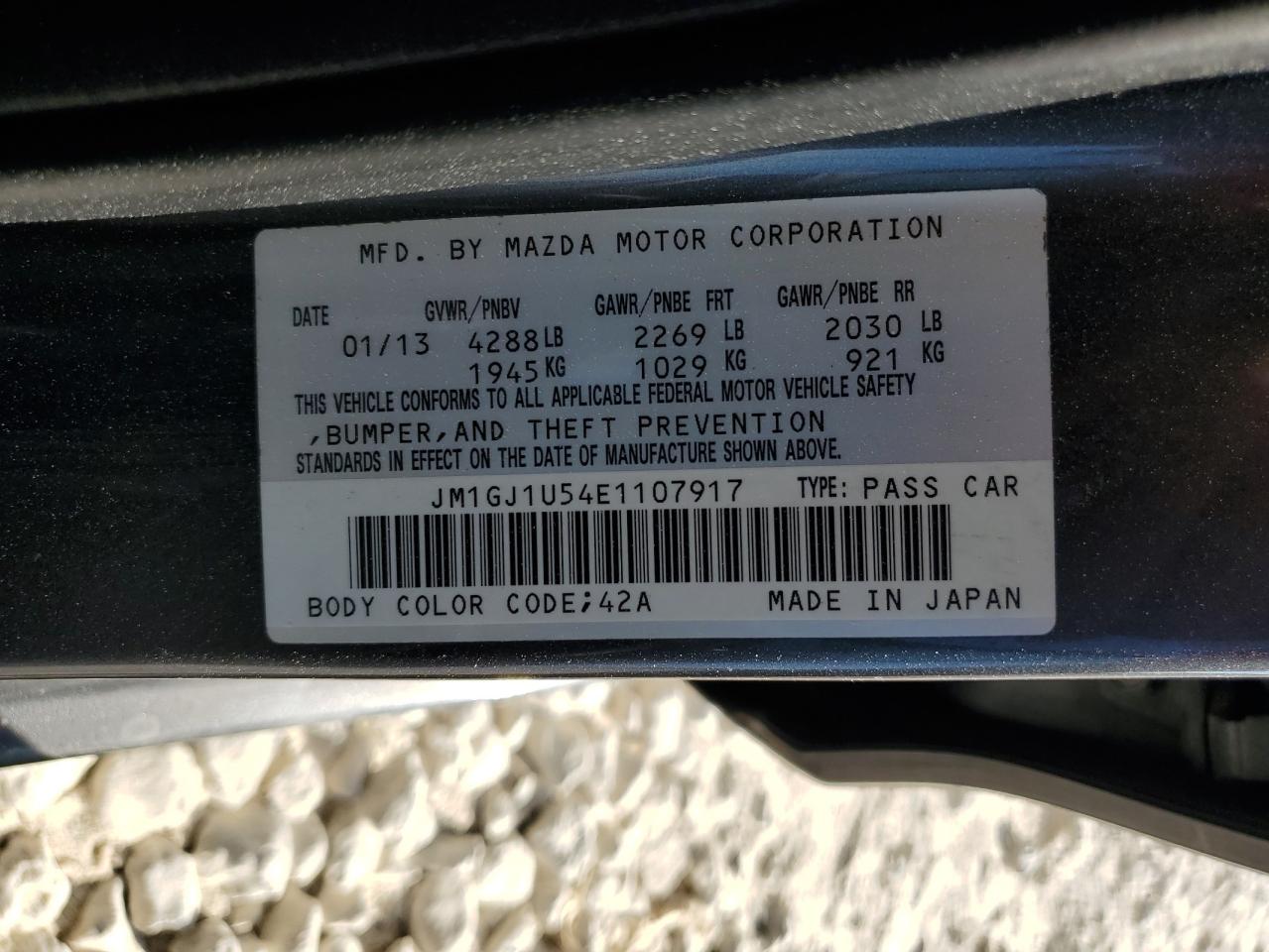 2014 Mazda 6 Sport VIN: JM1GJ1U54E1107917 Lot: 87206695