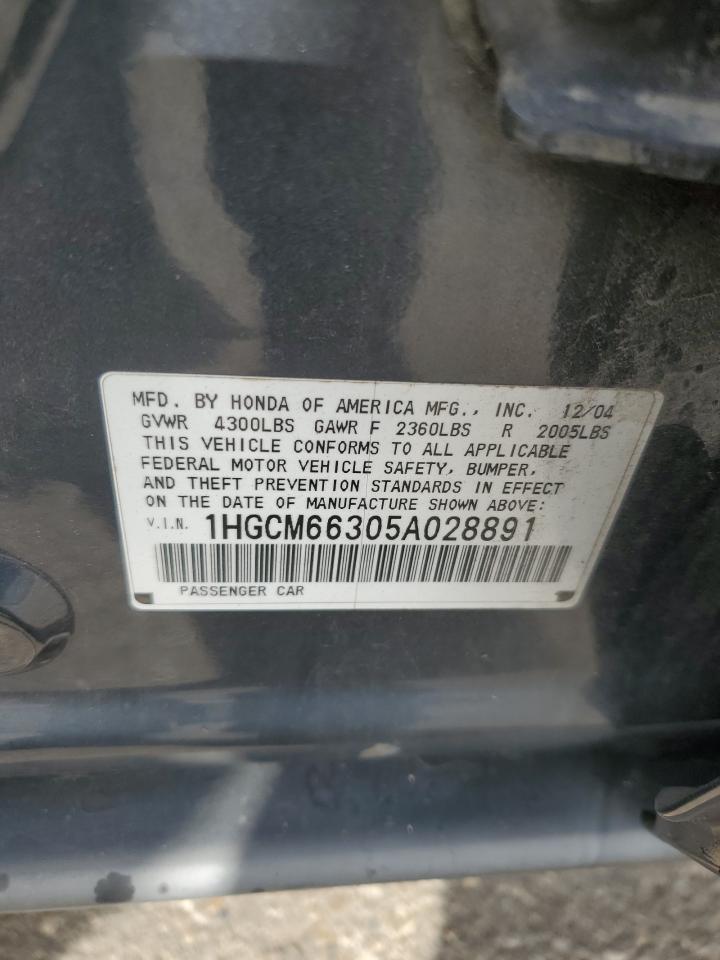 2005 Honda Accord Lx VIN: 1HGCM66305A028891 Lot: 82293465