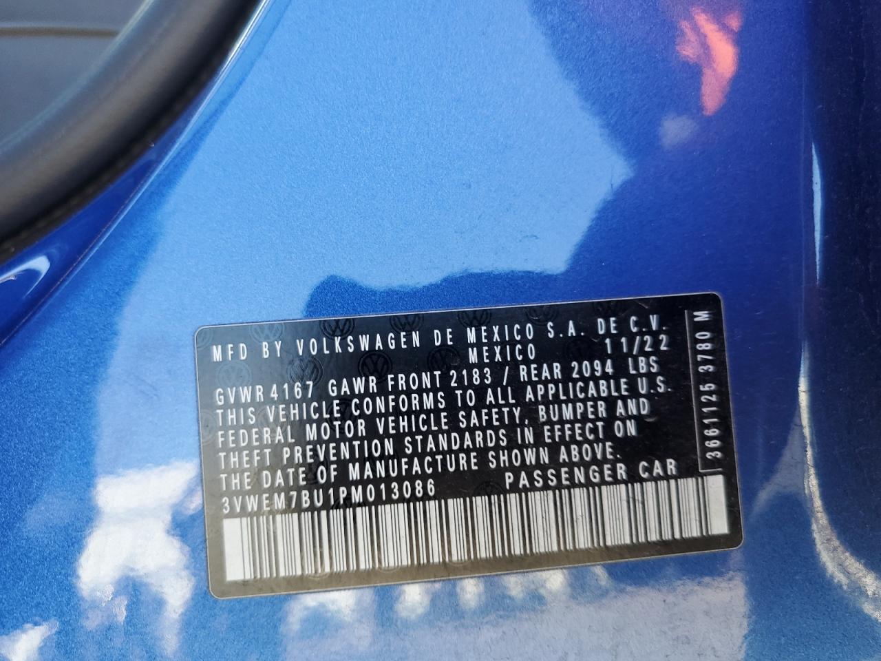 2023 Volkswagen Jetta Se VIN: 3VWEM7BU1PM013086 Lot: 82396795