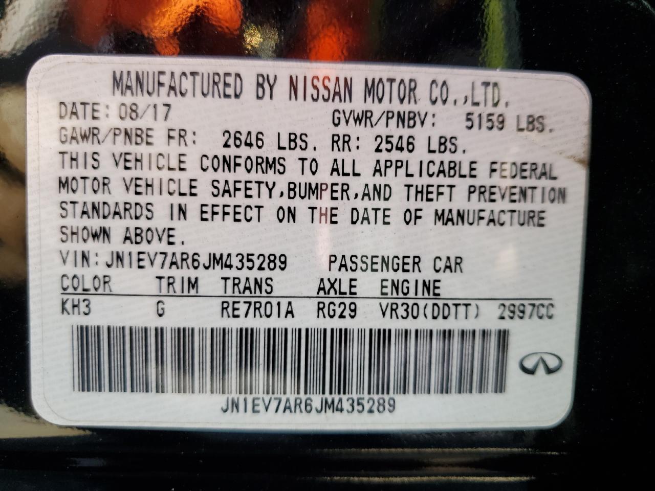 2018 Infiniti Q50 Luxe VIN: JN1EV7AR6JM435289 Lot: 82007925