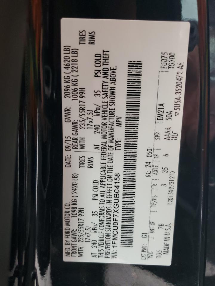 2016 Ford Escape S VIN: 1FMCU0F7XGUB04158 Lot: 85107135