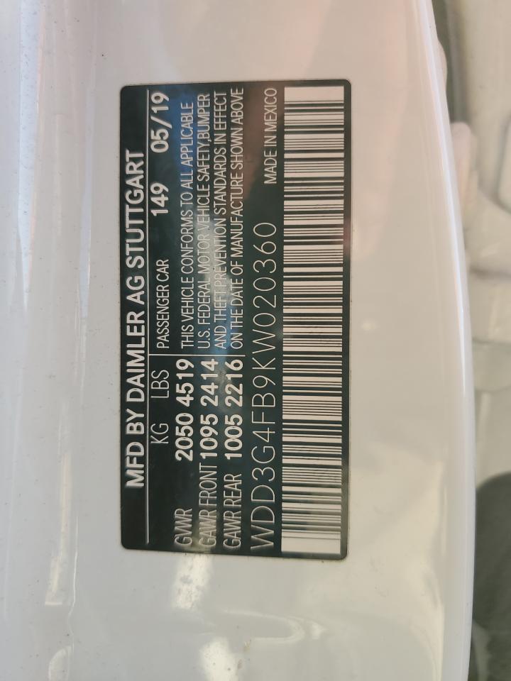 2019 Mercedes-Benz A 220 4Matic VIN: WDD3G4FB9KW020360 Lot: 87194175