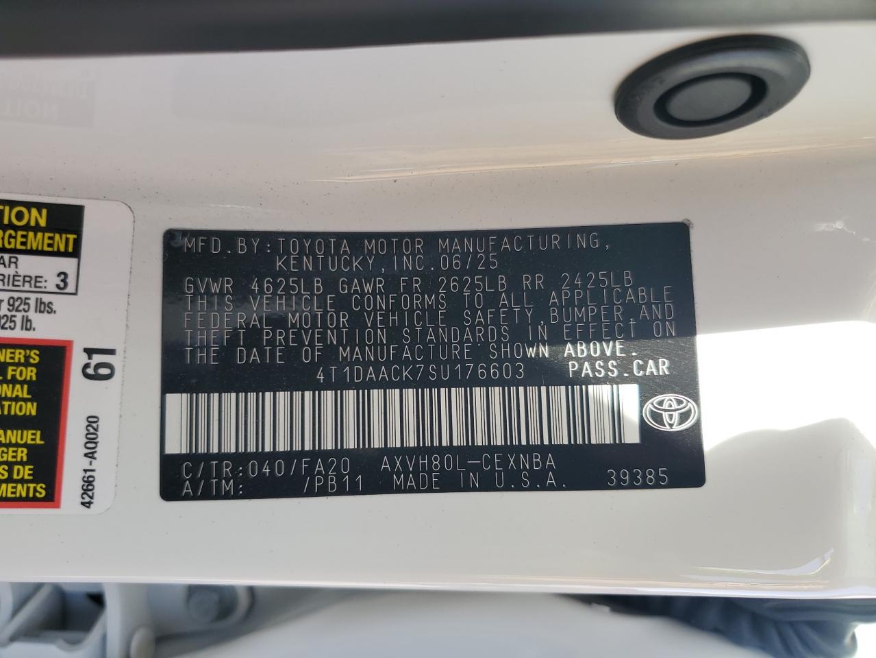 2025 Toyota Camry Xse VIN: 4T1DAACK7SU176603 Lot: 84772035