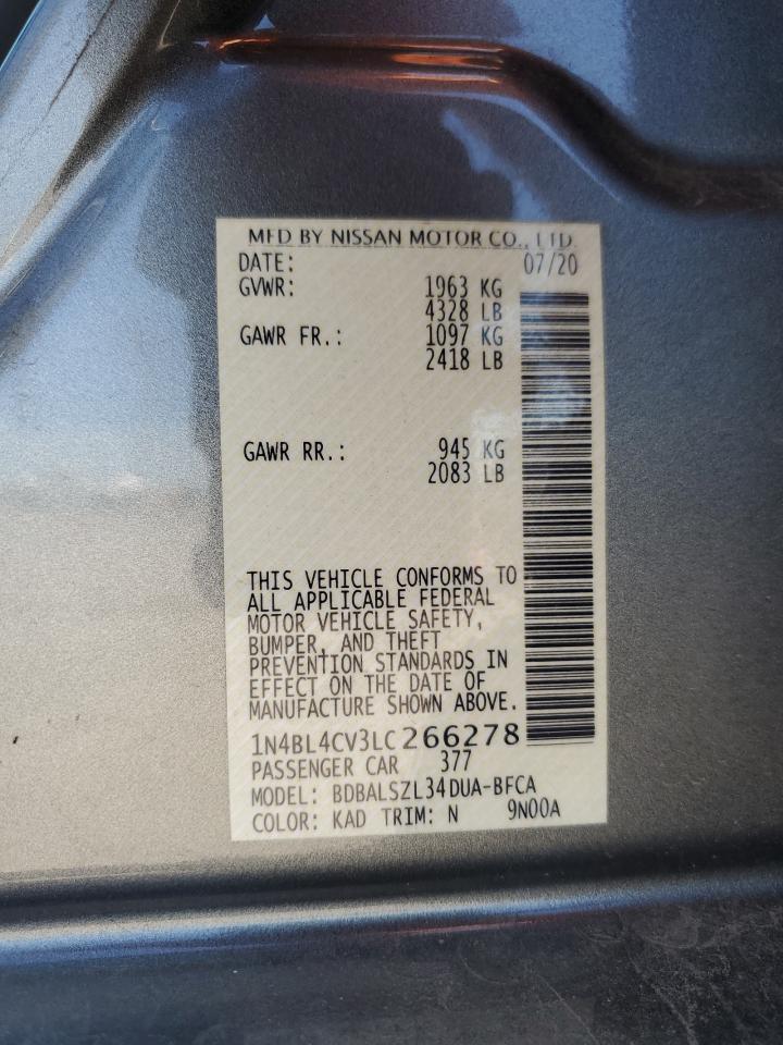 2020 Nissan Altima Sr VIN: 1N4BL4CV3LC266278 Lot: 84812935