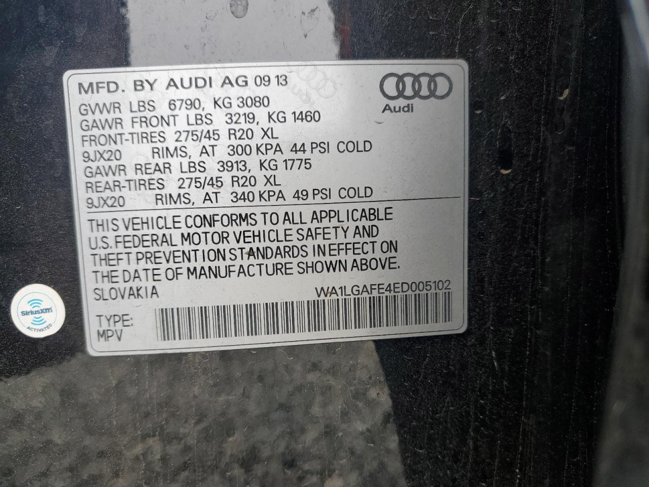 2014 Audi Q7 Premium Plus VIN: WA1LGAFE4ED005102 Lot: 90537935