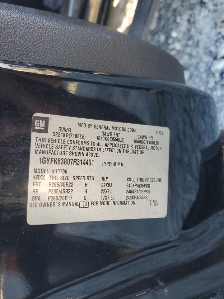 2007 Cadillac Escalade Luxury VIN: 1GYFK63807R314451 Lot: 84200005