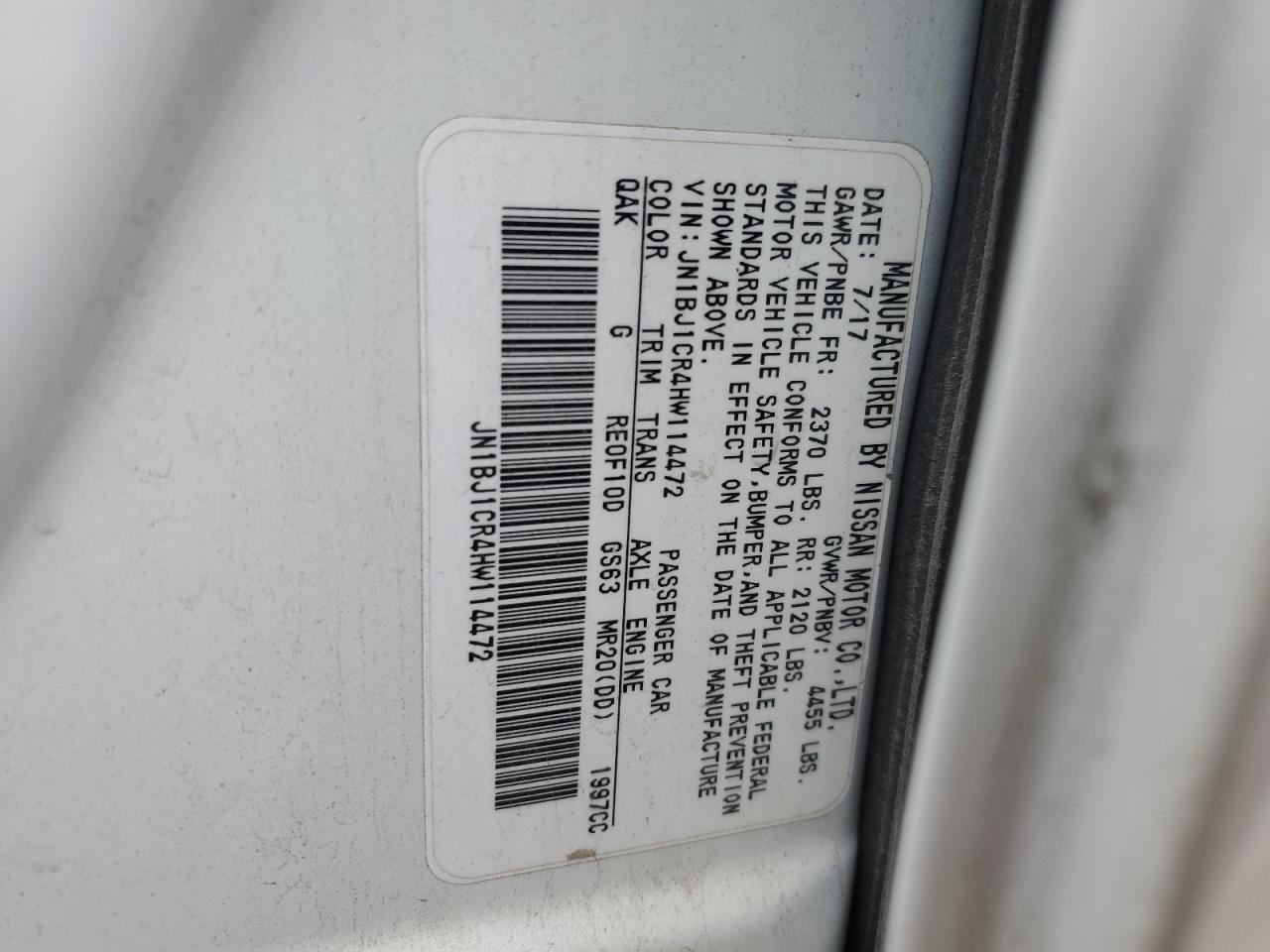 2017 Nissan Rogue Sport S VIN: JN1BJ1CR4HW114472 Lot: 82301415