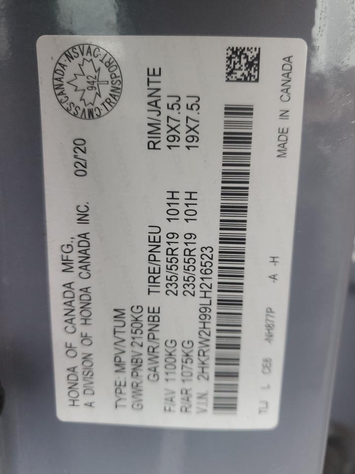 2020 Honda Cr-V Touring VIN: 2HKRW2H99LH216523 Lot: 87049495