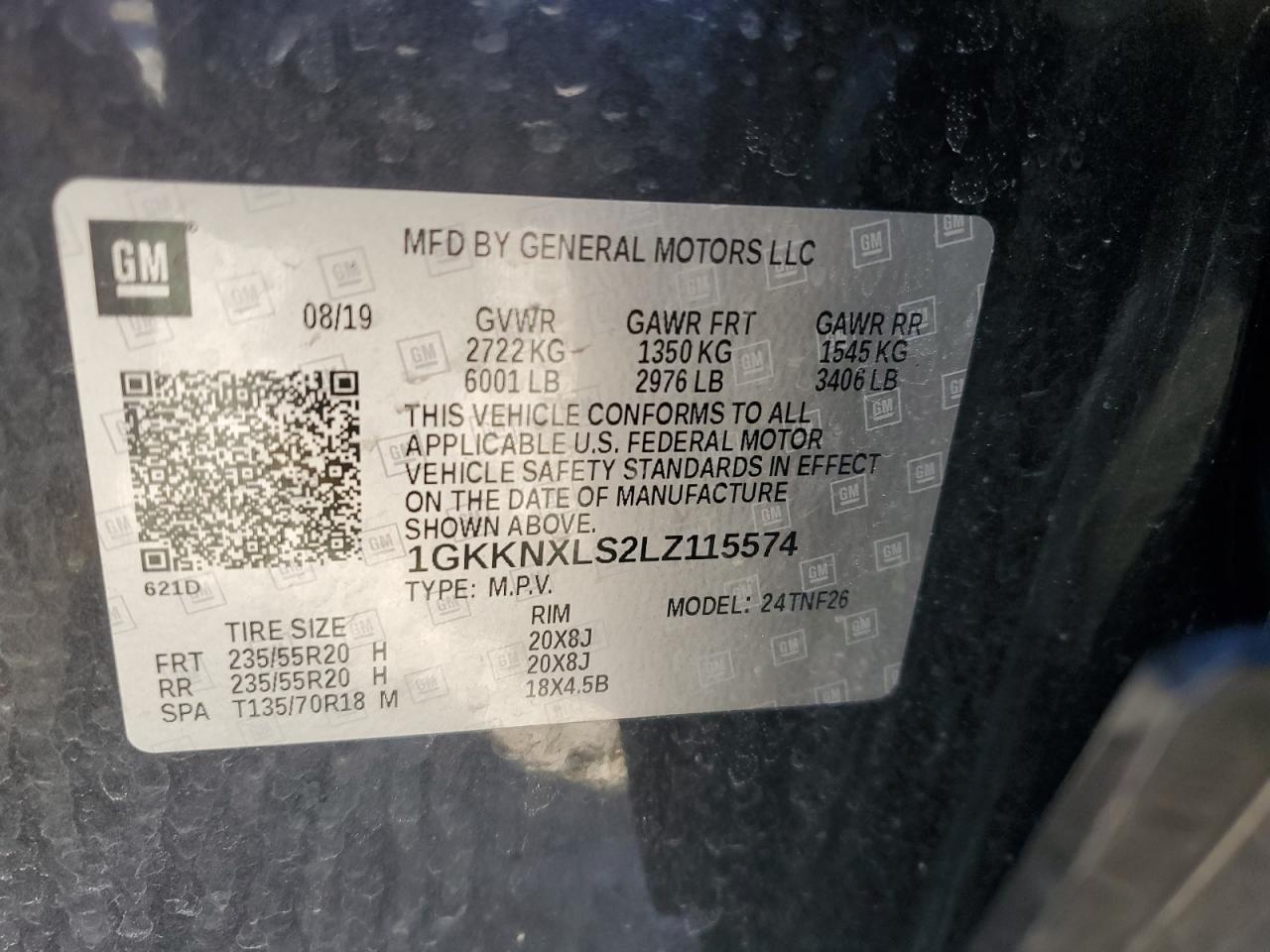 2020 GMC Acadia Denali VIN: 1GKKNXLS2LZ115574 Lot: 85706485