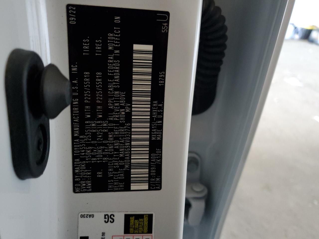 2022 Toyota Corolla Cross Xle VIN: 7MUDAABG9NV032776 Lot: 86178745