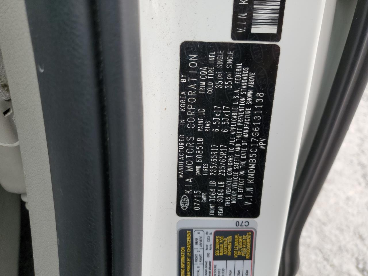 2016 Kia Sedona Lx VIN: KNDMB5C17G6131138 Lot: 89618055