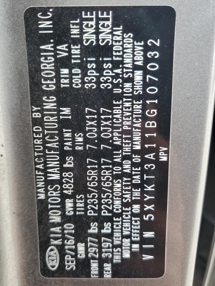 2011 Kia Sorento Base VIN: 5XYKT3A11BG107032 Lot: 90372295