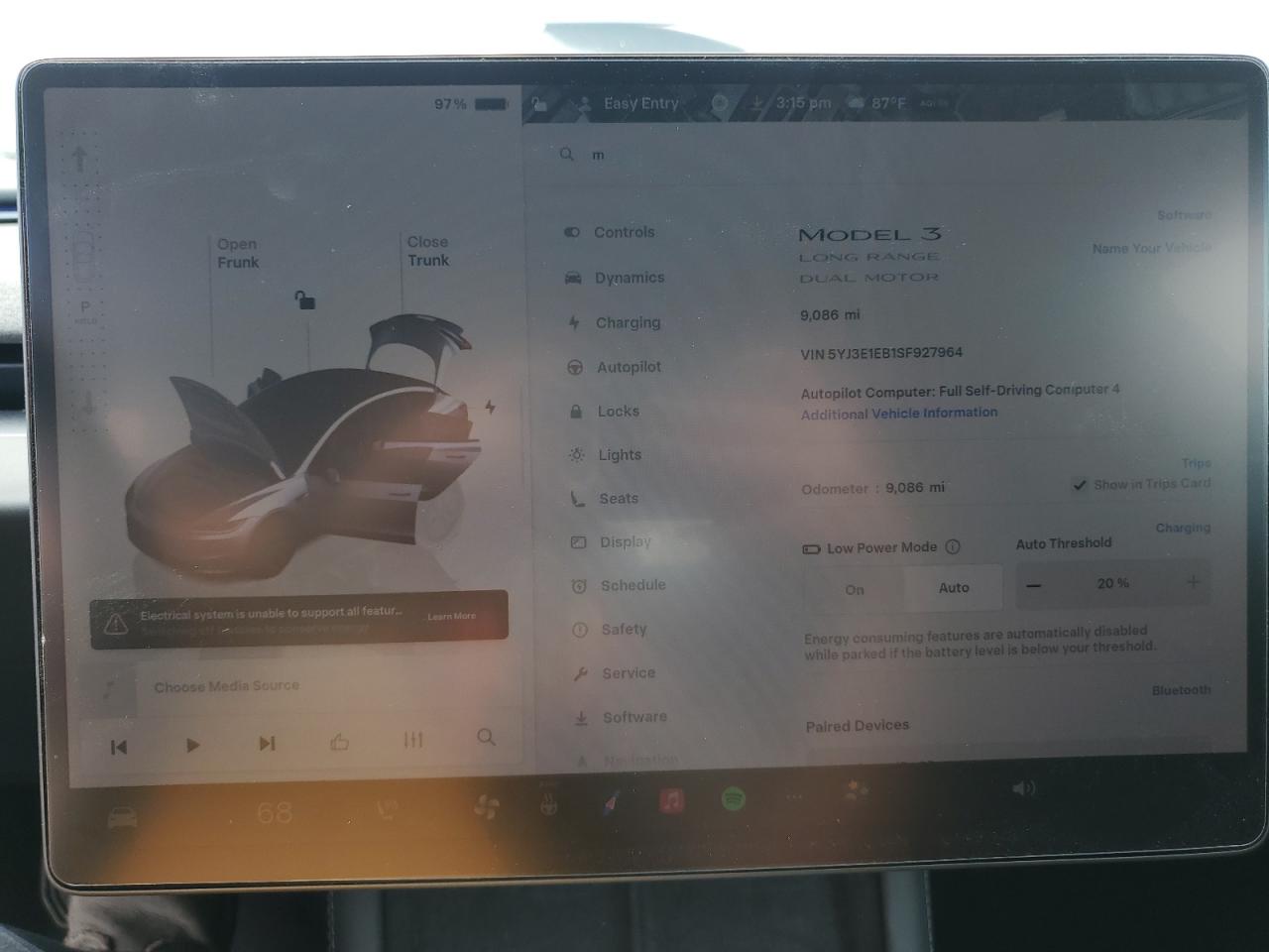 2025 Tesla Model 3 VIN: 5YJ3E1EB1SF927964 Lot: 87023715