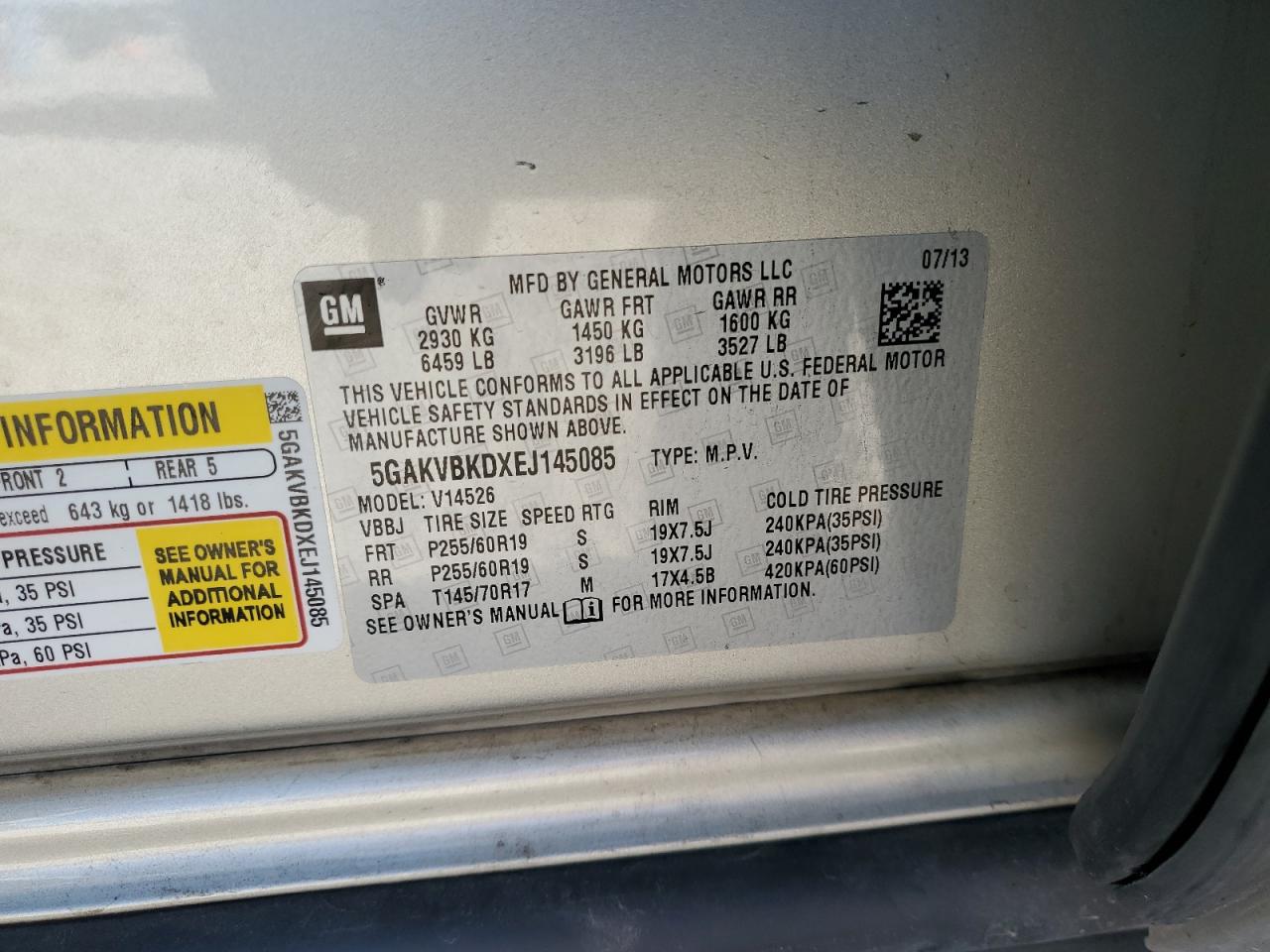 2014 Buick Enclave VIN: 5GAKVBKDXEJ145085 Lot: 89921605