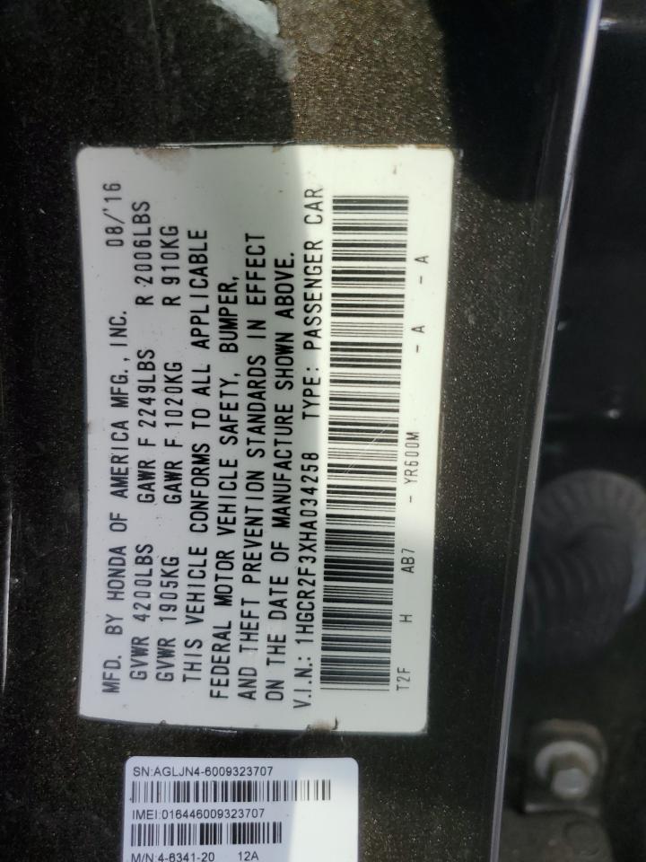 2017 Honda Accord Lx VIN: 1HGCR2F3XHA034258 Lot: 85860075