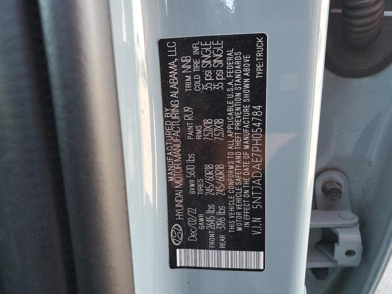 2023 Hyundai Santa Cruz Se VIN: 5NTJADAE7PH054784 Lot: 86743835