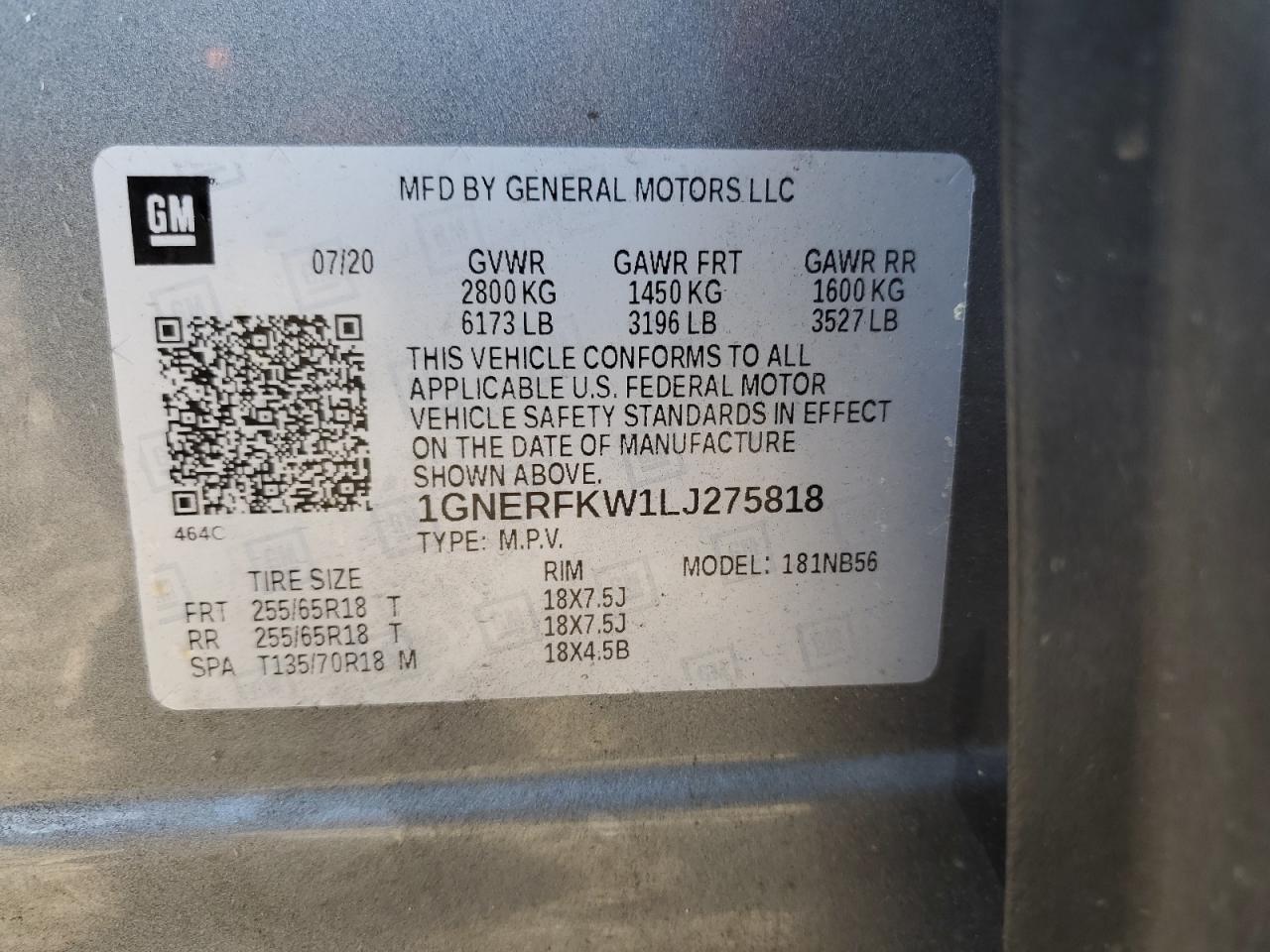 2020 Chevrolet Traverse Ls VIN: 1GNERFKW1LJ275818 Lot: 89439065