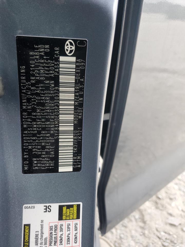 2025 Toyota Corolla Le VIN: 5YFB4MDE0SP300379 Lot: 85196235