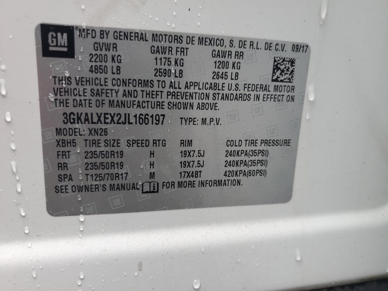 2018 GMC Terrain Denali VIN: 3GKALXEX2JL166197 Lot: 86273325