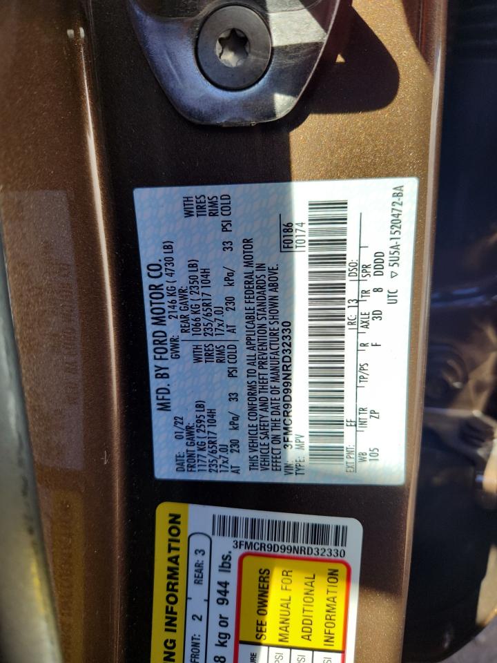 2022 Ford Bronco Sport Badlands VIN: 3FMCR9D99NRD32330 Lot: 85267635