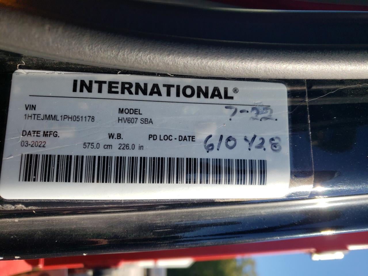 2023 International Hv607 - Flat Bed Truck VIN: 1HTEJMML1PH051178 Lot: 84866585