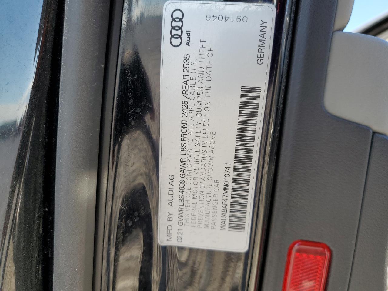 2021 Audi A4 Premium 40 VIN: WAUABAF47MN010741 Lot: 86888425