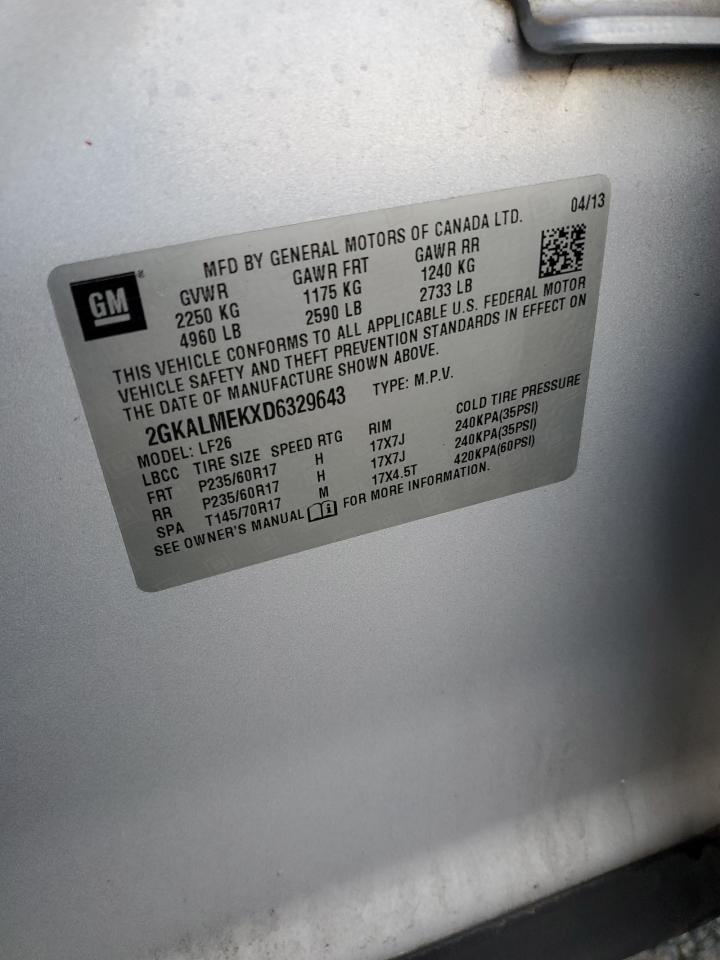 2013 GMC Terrain Sle VIN: 2GKALMEKXD6329643 Lot: 90433945