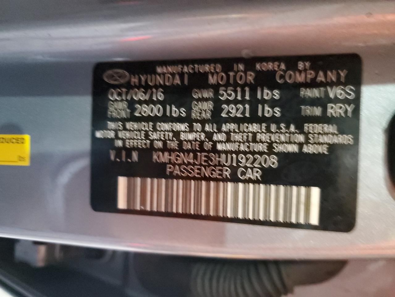 2017 Genesis G80 Base VIN: KMHGN4JE3HU192208 Lot: 84175575