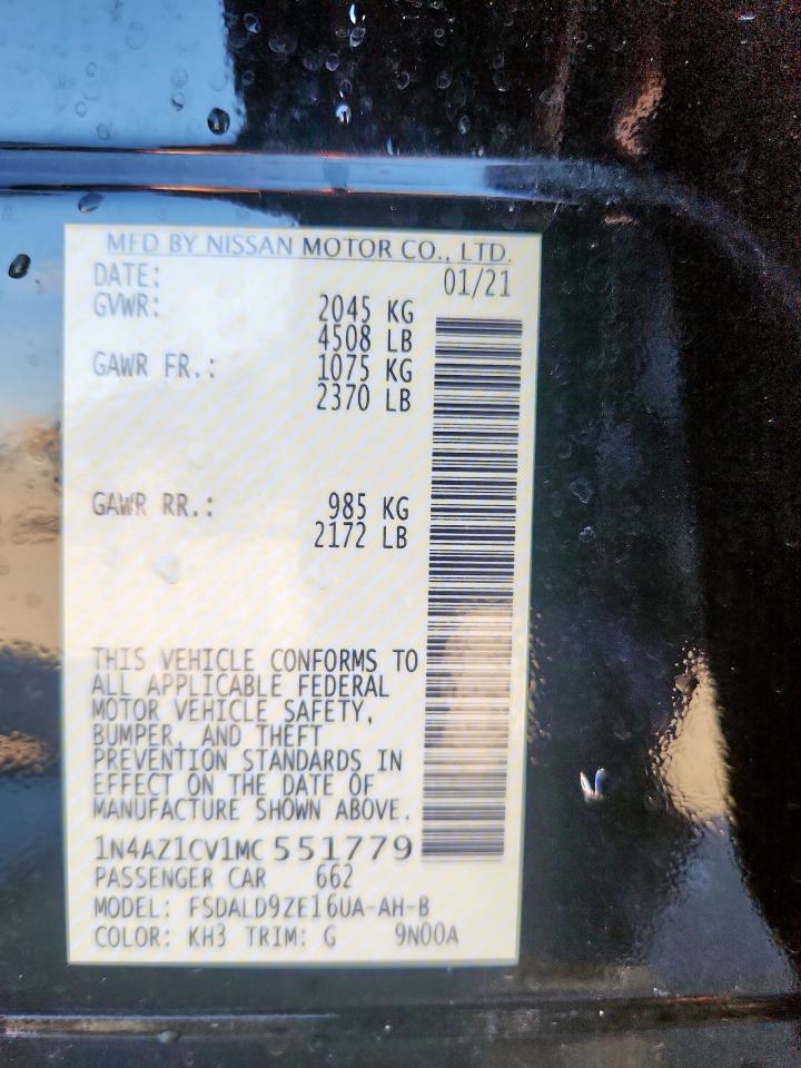 2021 Nissan Leaf Sv VIN: 1N4AZ1CV1MC551779 Lot: 86115255