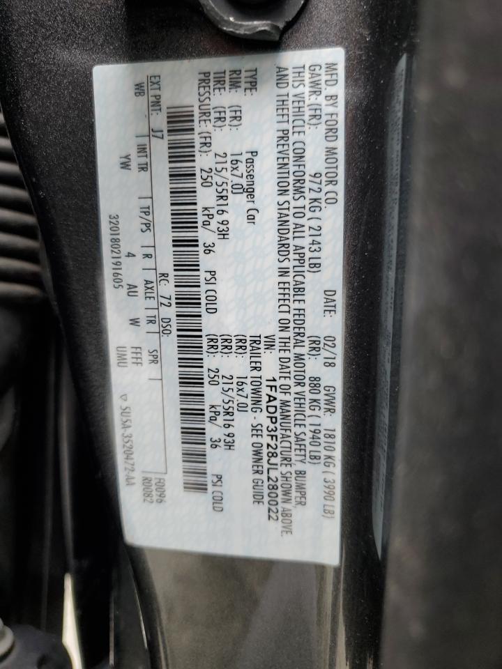 2018 Ford Focus Se VIN: 1FADP3F28JL280022 Lot: 81982125