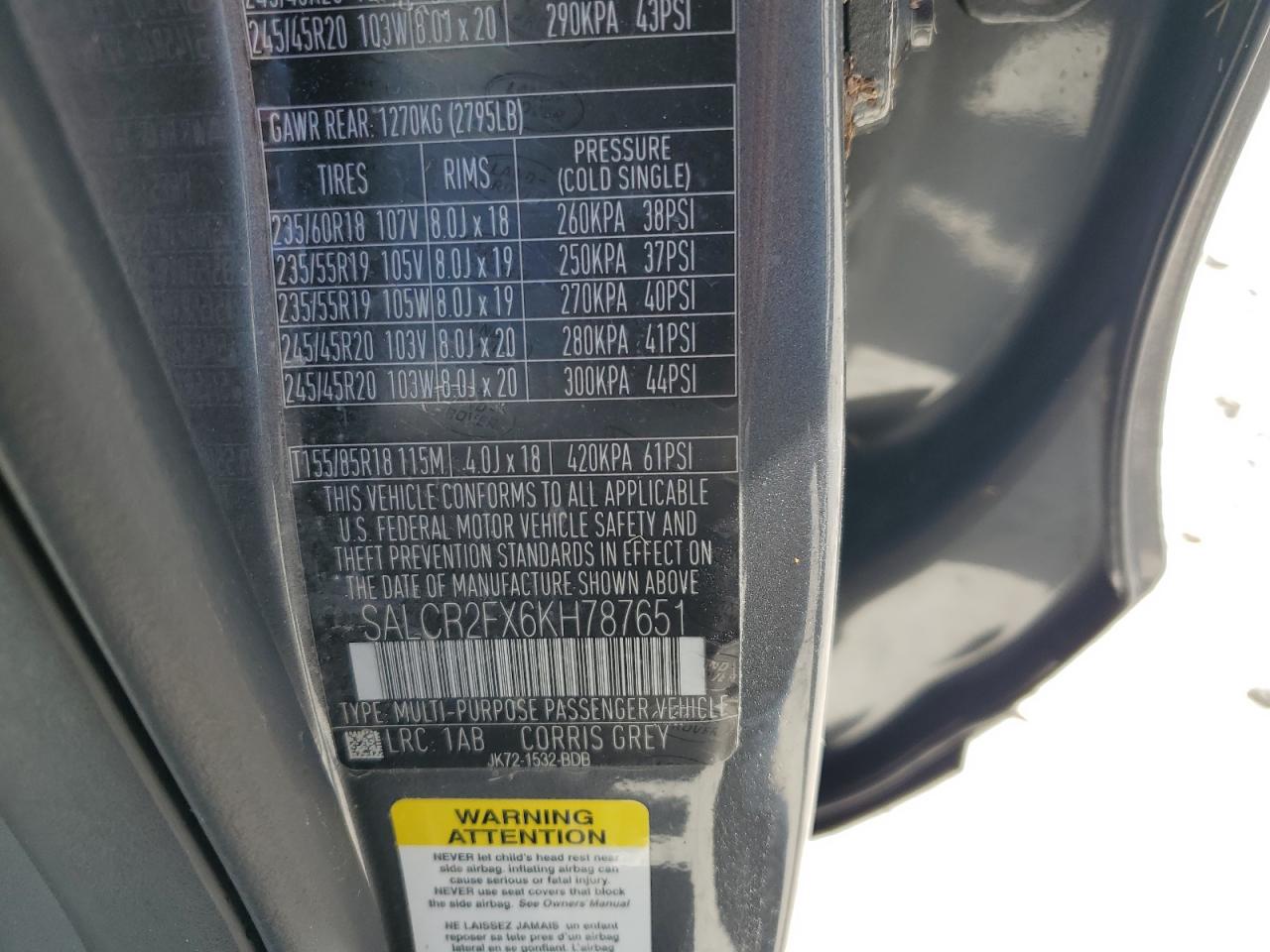 2019 Land Rover Discovery Sport Hse VIN: SALCR2FX6KH787651 Lot: 81961325