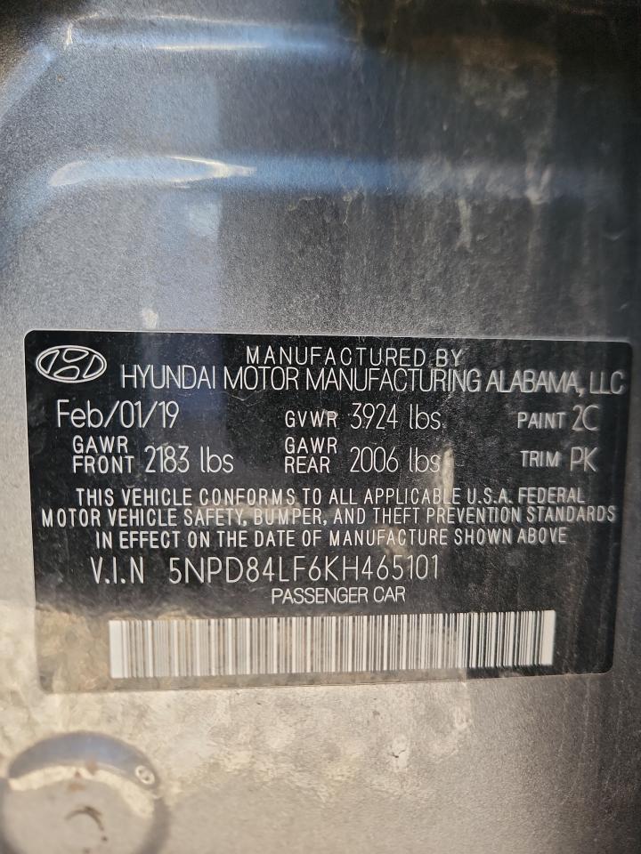 2019 Hyundai Elantra Sel VIN: 5NPD84LF6KH465101 Lot: 86249255