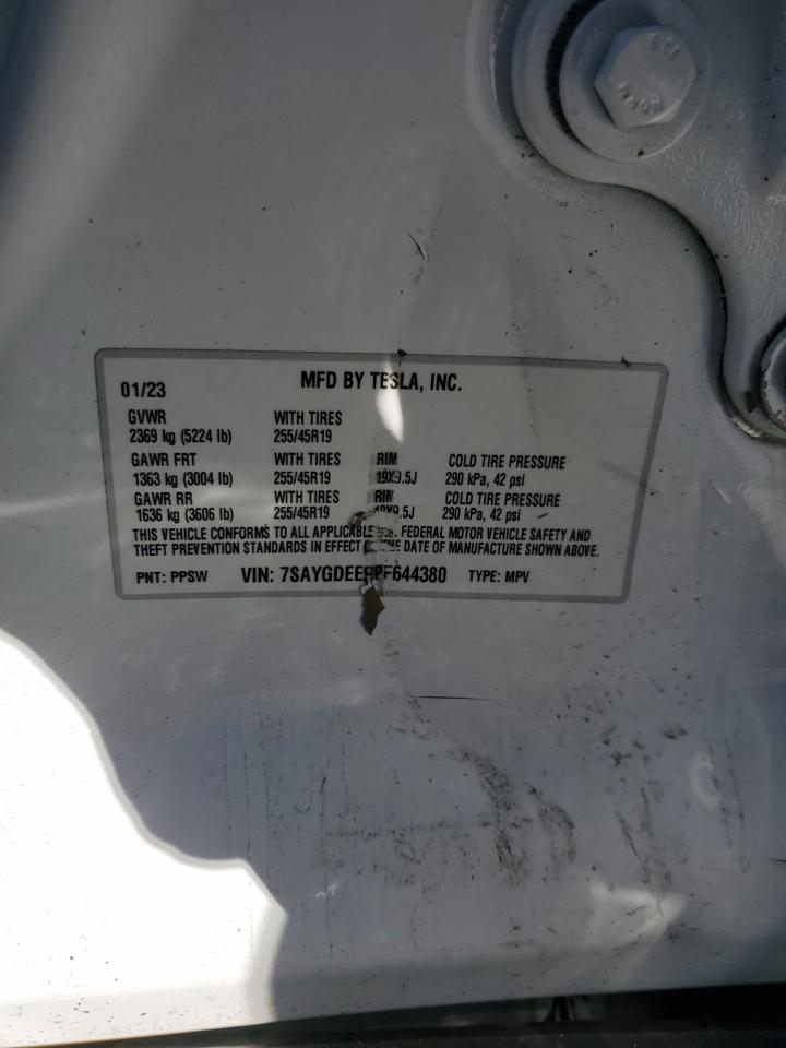 2023 Tesla Model Y VIN: 7SAYGDEE9PF644380 Lot: 87026645