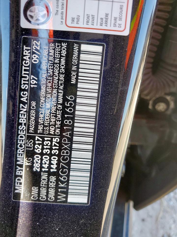 2023 Mercedes-Benz S 580 4Matic VIN: W1K6G7GBXPA181656 Lot: 86326325