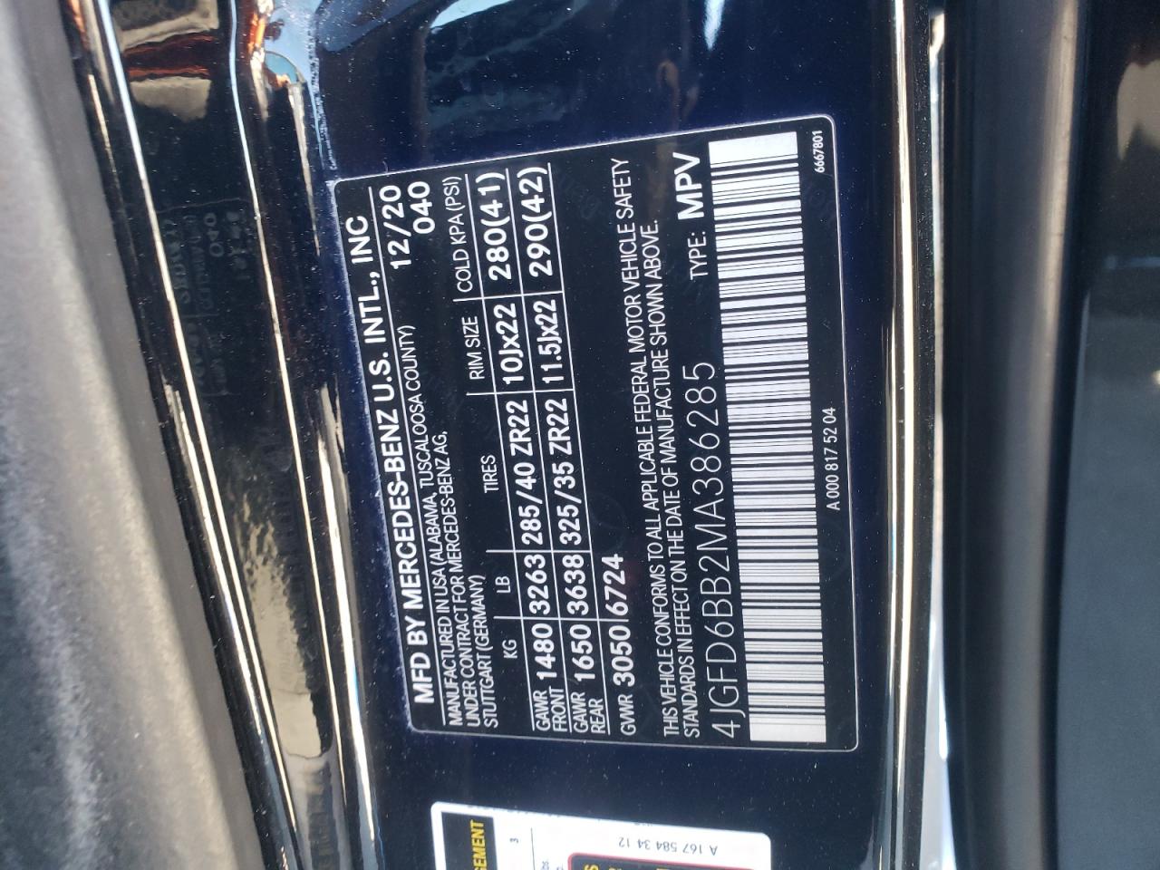 2021 Mercedes-Benz Gle Coupe Amg 53 4Matic VIN: 4JGFD6BB2MA386285 Lot: 86080155