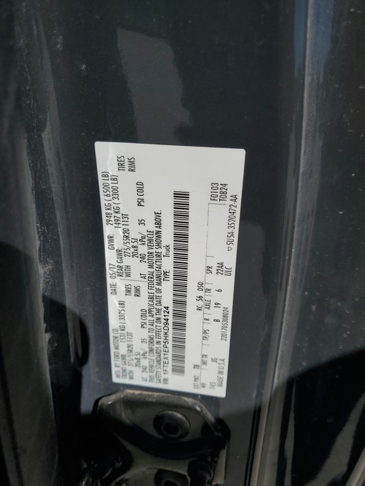 2017 Ford F150 Super Cab VIN: 1FTEX1EP5HKD94124 Lot: 82437115