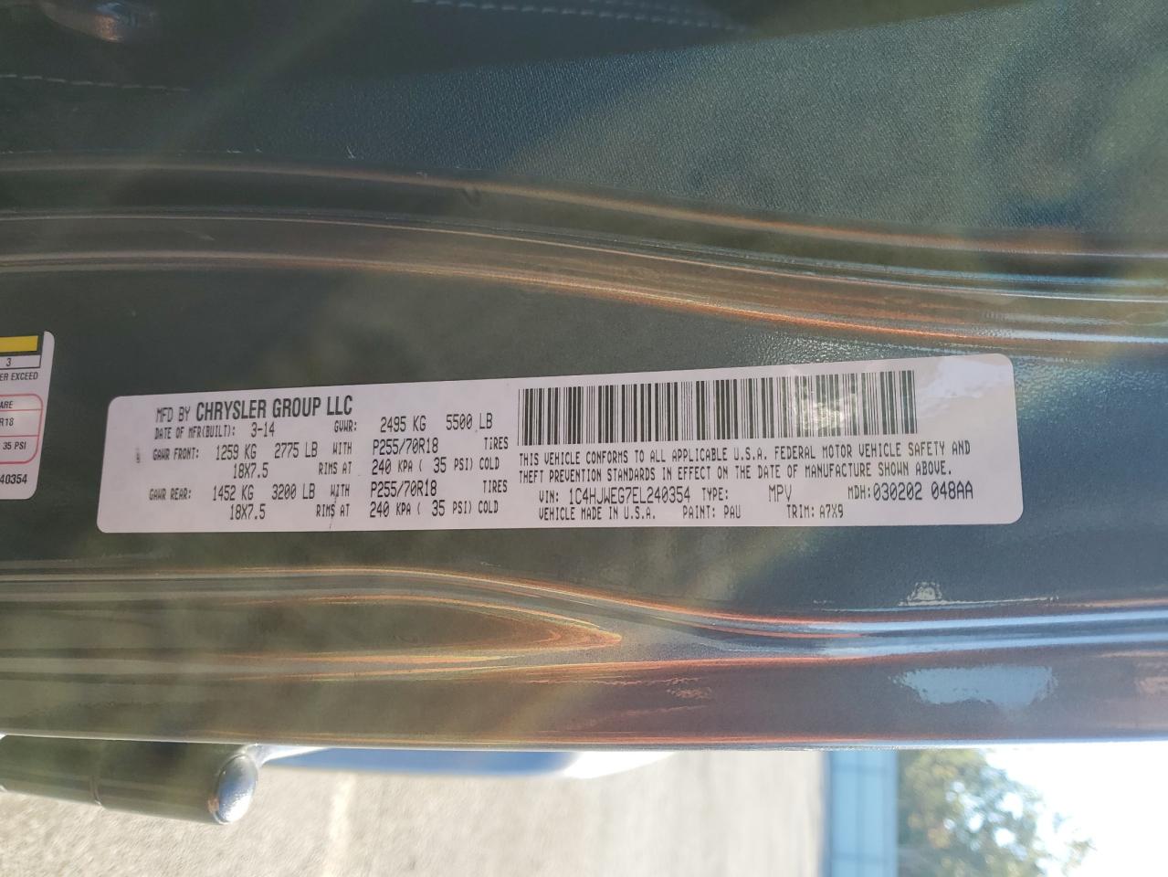 2014 Jeep Wrangler Unlimited Sahara VIN: 1C4HJWEG7EL240354 Lot: 85584745