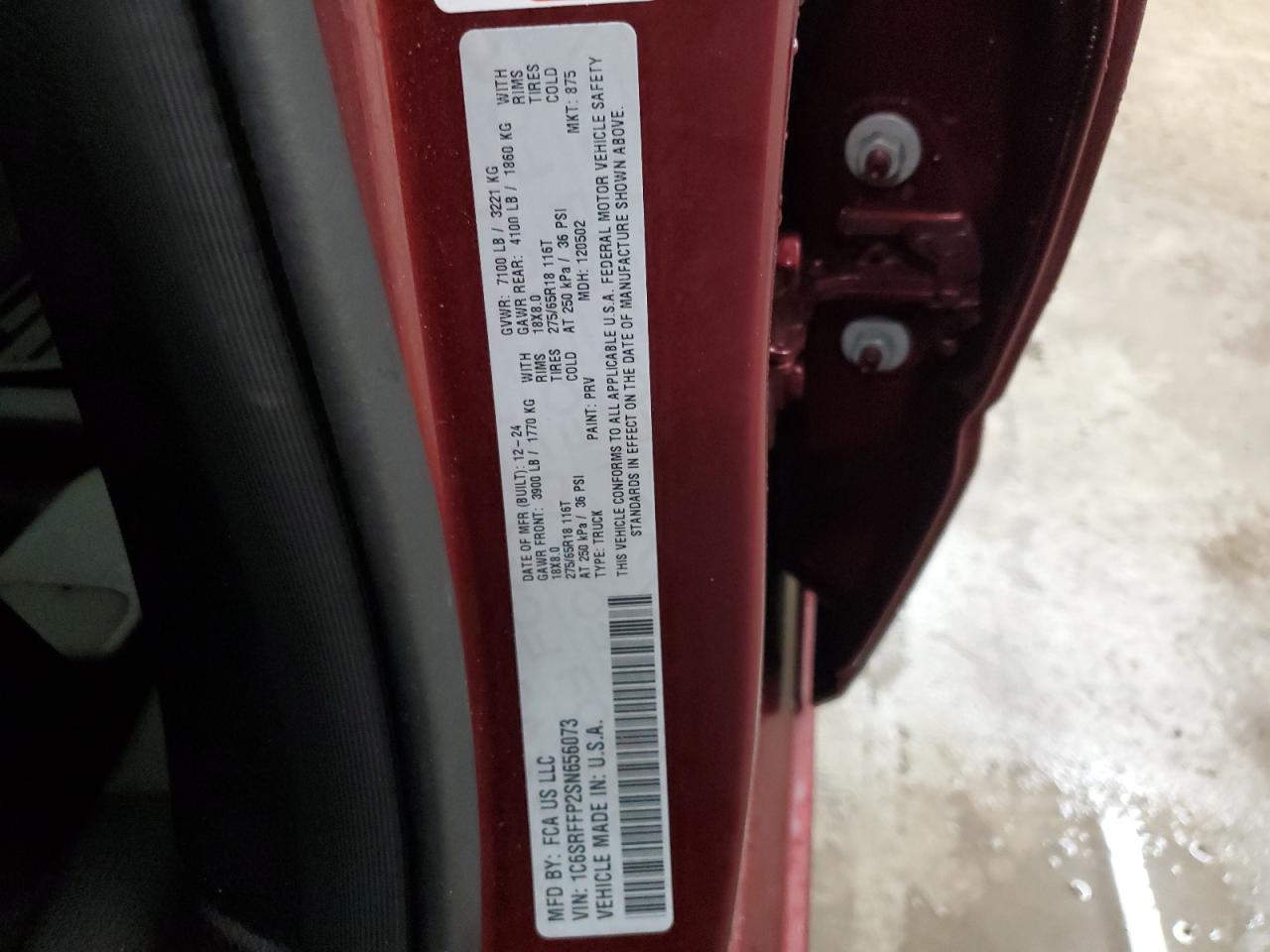 2025 Ram 1500 Big Horn/Lone Star VIN: 1C6SRFFP2SN656073 Lot: 87063315