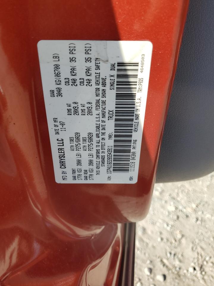 2008 Dodge Ram 1500 St VIN: 1D7HU18228S543911 Lot: 91185755