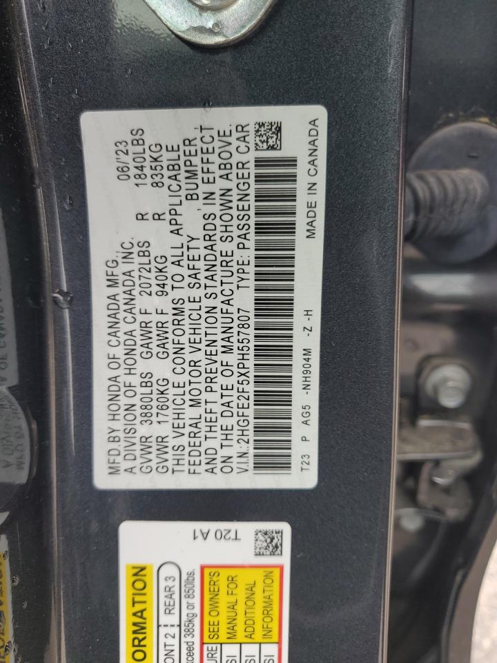 2023 Honda Civic Sport VIN: 2HGFE2F5XPH557807 Lot: 82223415