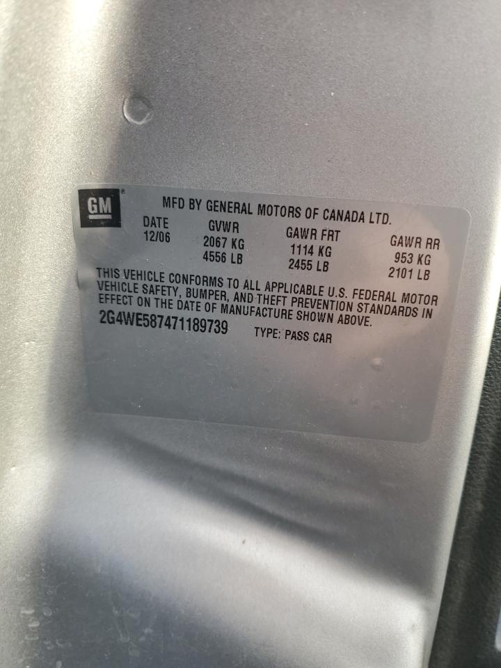 2007 Buick Lacrosse Cxs VIN: 2G4WE587471189739 Lot: 87230225