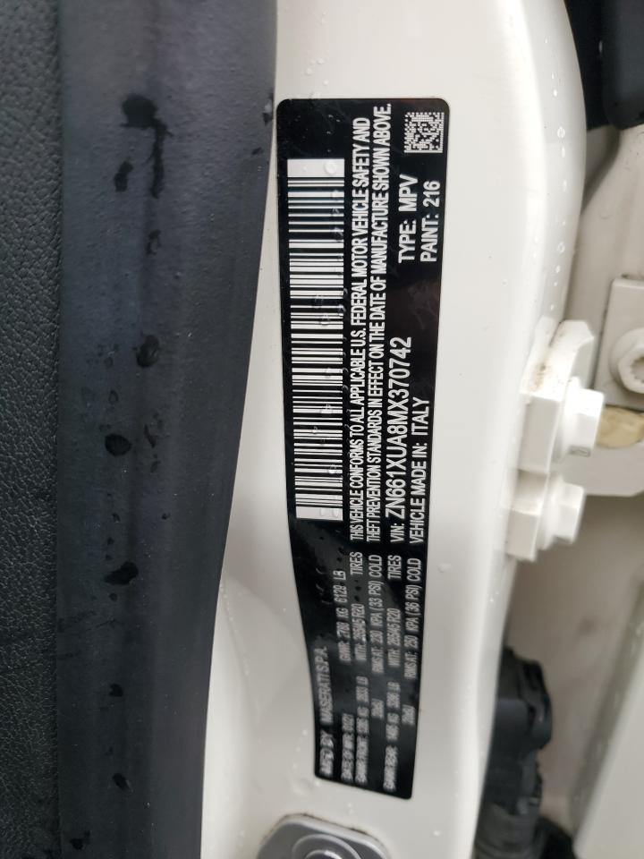 2021 Maserati Levante VIN: ZN661XUA8MX370742 Lot: 85103325