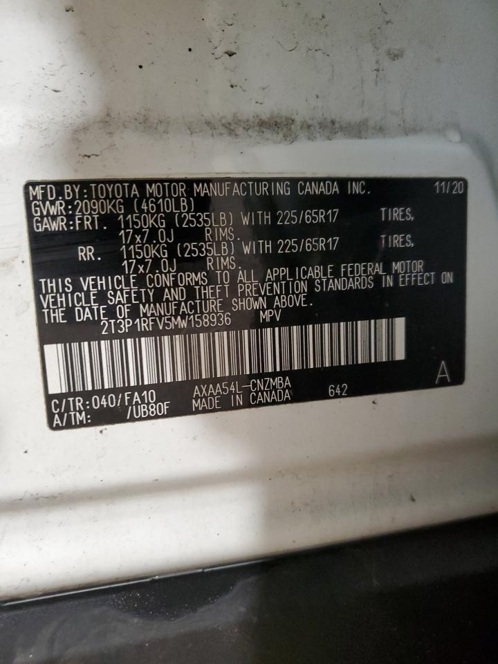 2021 Toyota Rav4 Xle VIN: 2T3P1RFV5MW158936 Lot: 85515875