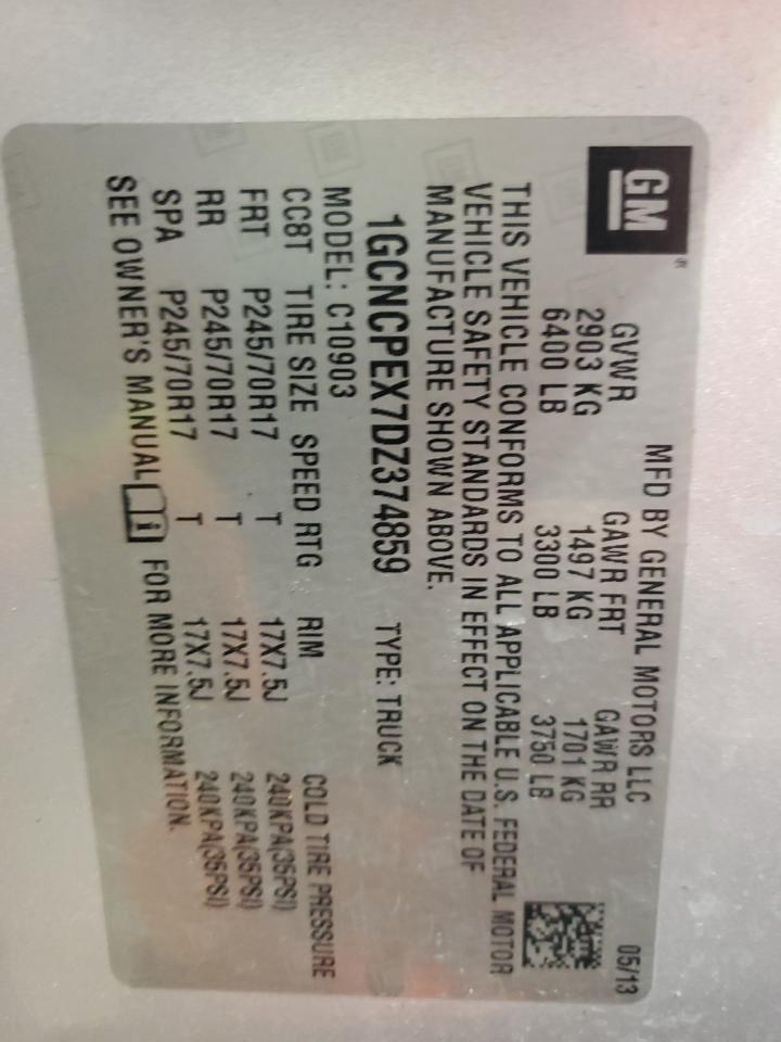 2013 Chevrolet Silverado C1500 VIN: 1GCNCPEX7DZ374859 Lot: 84477875