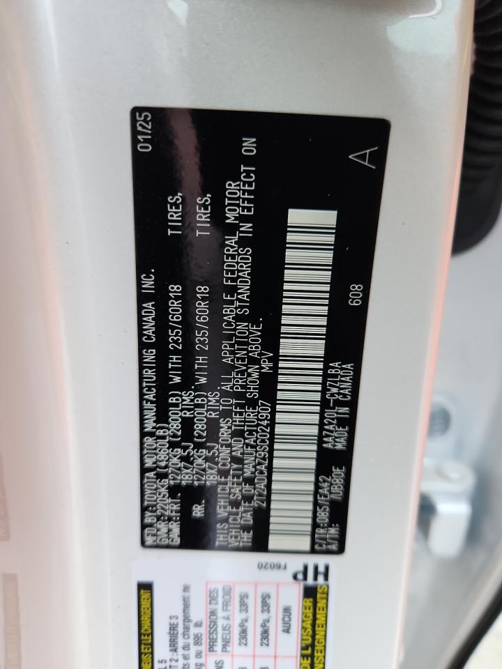 2025 Lexus Nx 250 Base VIN: 2T2ADCAZ9SC024907 Lot: 85506955