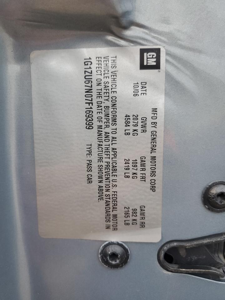 2007 Chevrolet Malibu Maxx Ltz VIN: 1G1ZU67N07F169399 Lot: 86673245