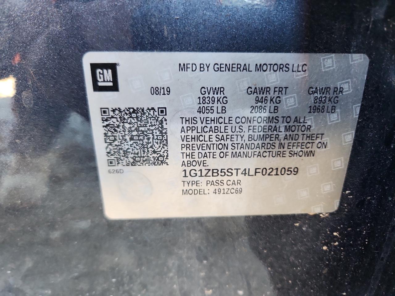 2020 Chevrolet Malibu Ls VIN: 1G1ZB5ST4LF021059 Lot: 82556335